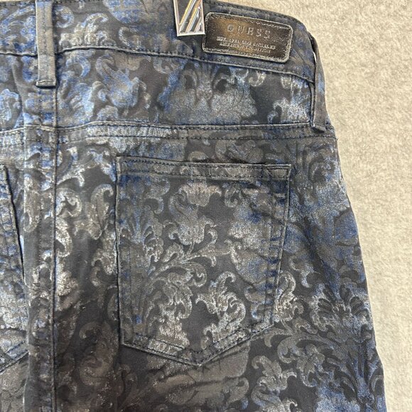 Guess Kate Skinny Blue Damask Print Jeans Size 28 Avant Garde Floral Boho - Picture 7 of 15